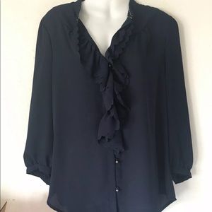 Anthropologie Navy Ruffle Size 12.